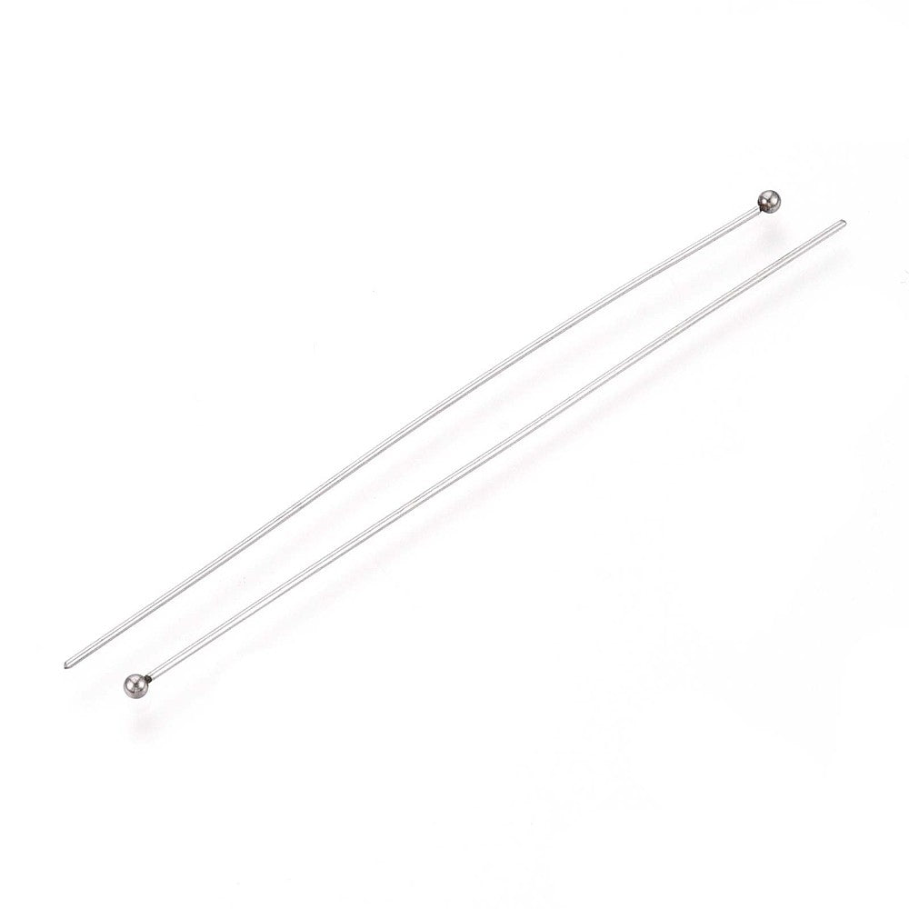 Stainless Steel Head Pins – 70mm – Pack of 100 | The Pink Bead Shop Canada