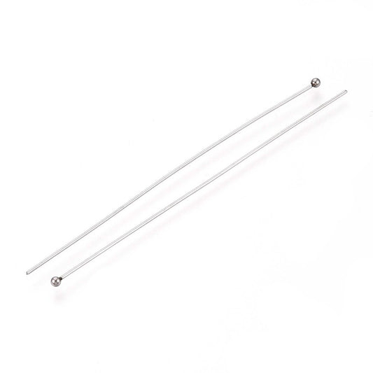 Stainless Steel Head Pins – 70mm – Pack of 100 | The Pink Bead Shop Canada