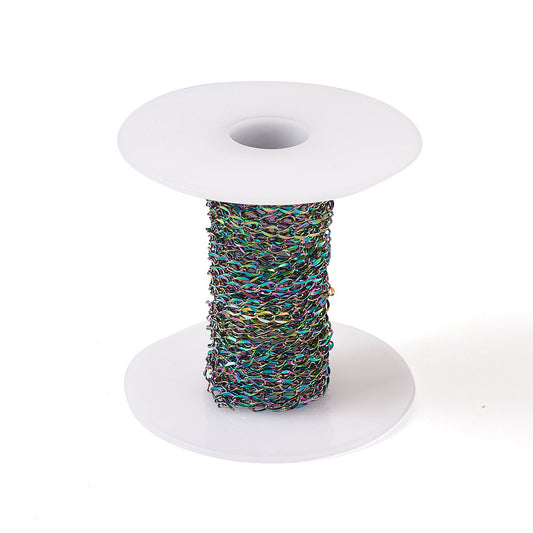 Rainbow PVD Stainless Steel Curb Twisted Chain – 4x2mm Sold by the meter | The Pink Bead Shop Canada