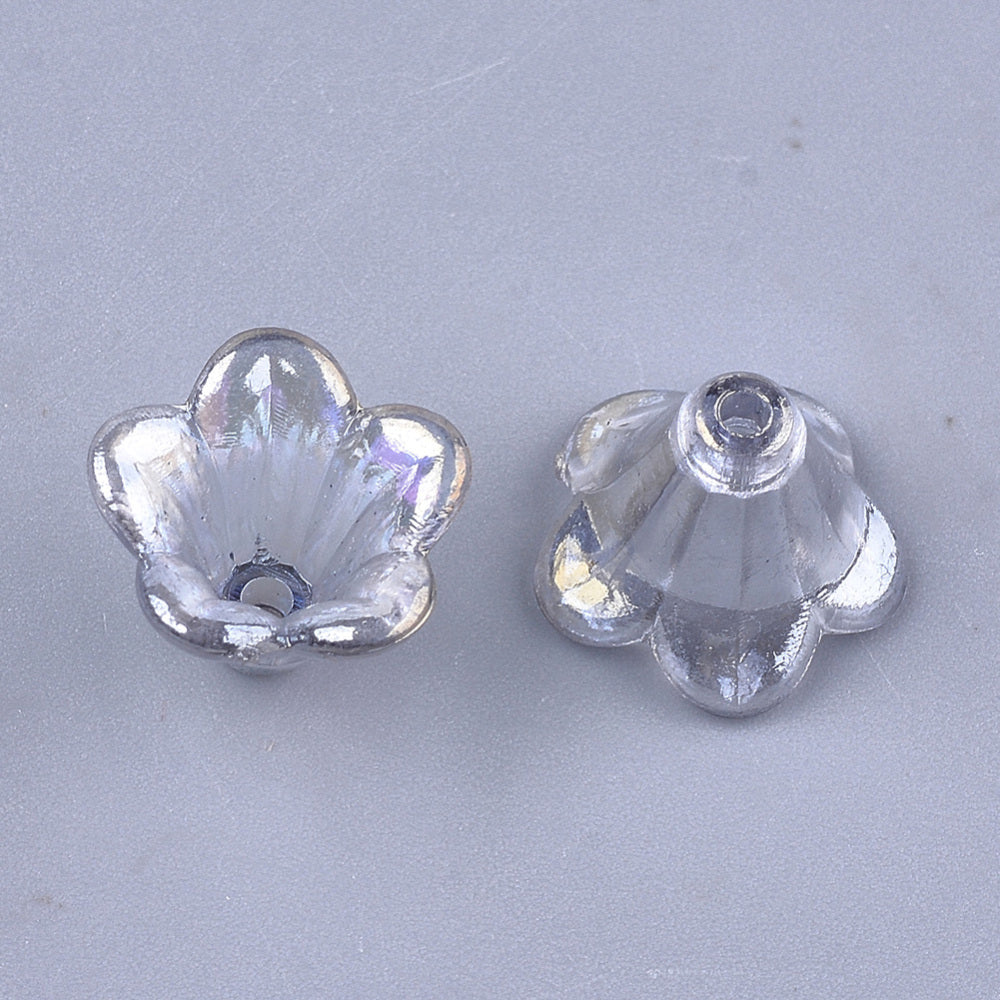 Bulk Acrylic Flower Beads – Transparent Mixed Colors 26.5×6mm | The Pink Bead Shop Canada