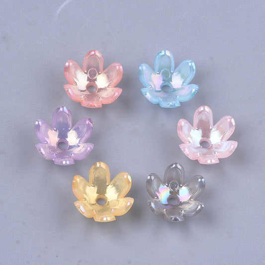 AB Color Transparent Acrylic Flower Bead Caps 14x13x6mm | Mixed Colors | Bulk | The Pink Bead Shop Canada