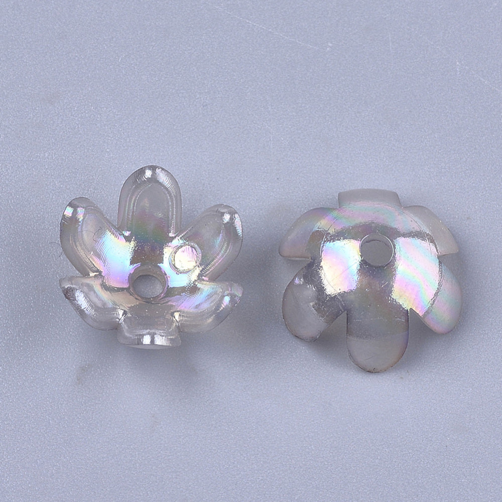 AB Color Transparent Acrylic Flower Bead Caps 14x13x6mm | Mixed Colors | Bulk | The Pink Bead Shop Canada