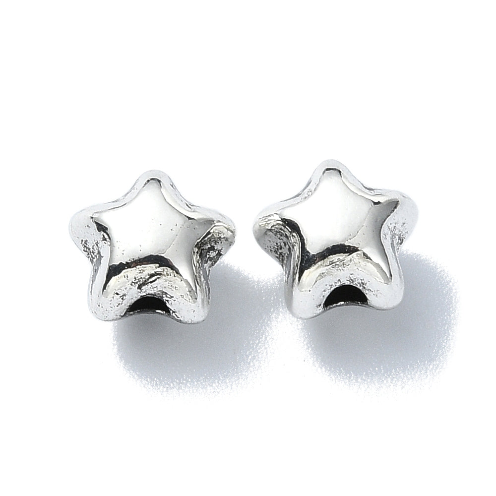 Antique Silver Star Spacer Beads 10 Pack | The Pink Bead Shop Canada