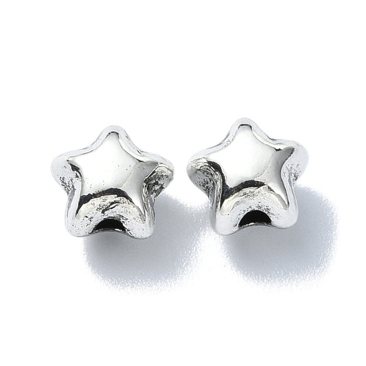 Antique Silver Star Spacer Beads 10 Pack | The Pink Bead Shop Canada