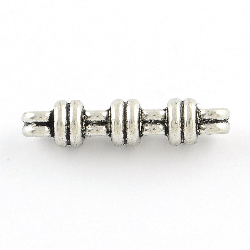 Tibetan Style 4-Hole Spacer Bar Beads – Antique Silver Alloy Multi-Strand Connectors – 27mm – Lead & Cadmium Free 5Pack The Pink Bead Shop