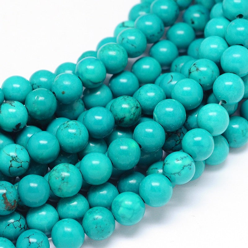 Dyed Magnesite Turquoise Look Beads 8mm Round – Blue Gemstone Bead Strands | The Pink Bead Shop Canada