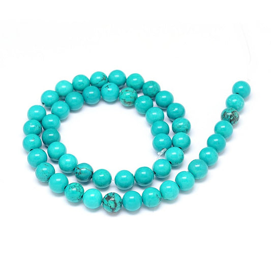 Dyed Magnesite Turquoise Look Beads 8mm Round – Blue Gemstone Bead Strands | The Pink Bead Shop Canada