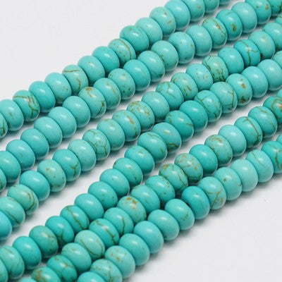 Turquoise Synthetic Rondelle Beads 4x2mm – 15.5” Strand | The Pink Bead Shop Canada