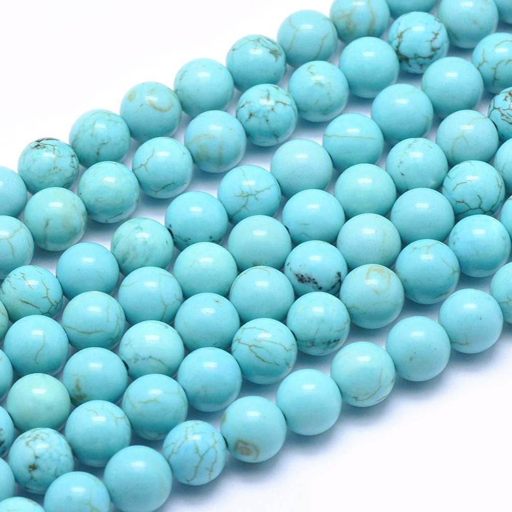 Turquoise Look Magnesite Beads 8mm Round – Dyed Blue Gemstone Strands | The Pink Bead Shop Canada