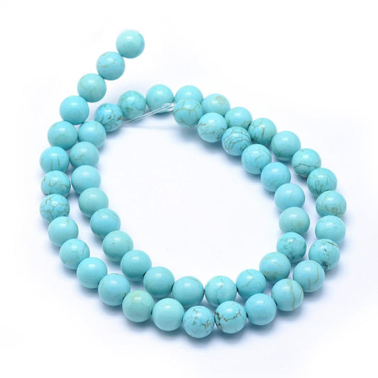 Turquoise Look Magnesite Beads 8mm Round – Dyed Blue Gemstone Strands | The Pink Bead Shop Canada