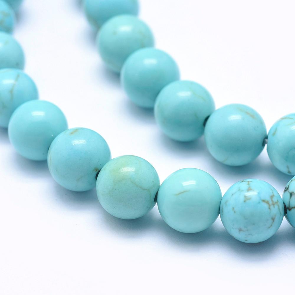 Turquoise Look Magnesite Beads 8mm Round – Dyed Blue Gemstone Strands | The Pink Bead Shop Canada