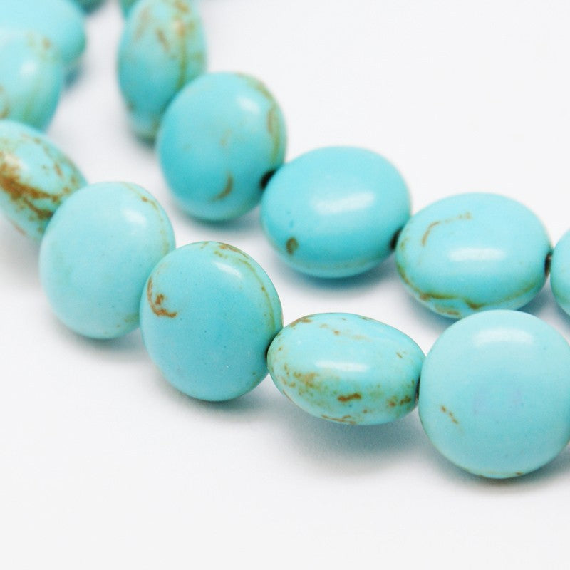 Turquoise Flat Round Synthetic Beads – 10x5mm | The Pink Bead Shop Canada