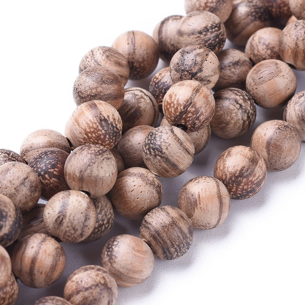 Natural Rosy Brown Wood Beads – Round 8mm | The Pink Bead Shop Canada