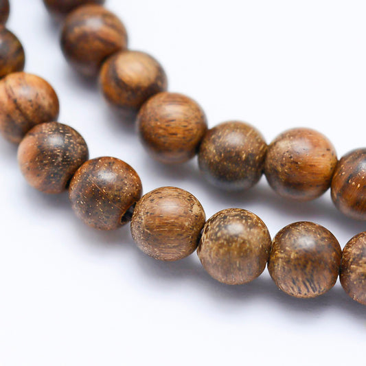 Natural African Padauk Wood Beads – Round 8mm | The Pink Bead Shop Canada