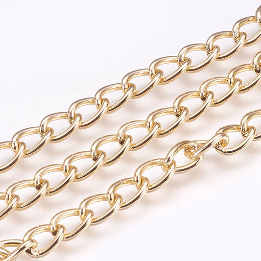 Light Gold Aluminum Curb Chain – 9x6mm | The Pink Bead Shop Canada