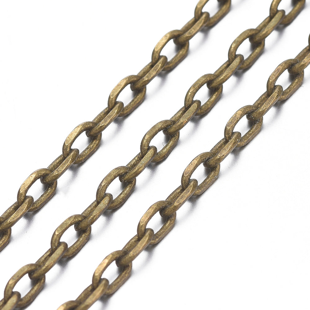 Antique Bronze Diamond Cut Brass Chain by the Metre | The Pink Bead Shop Canada