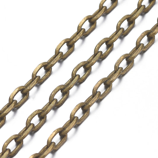 Antique Bronze Diamond Cut Brass Chain by the Metre | The Pink Bead Shop Canada