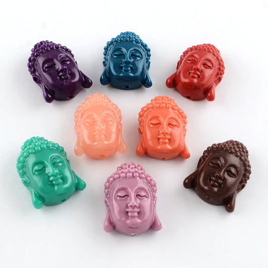 Buddha Head Coral Style Beads | Mixed Color Spiritual Beads | The Pink Bead Shop Canada