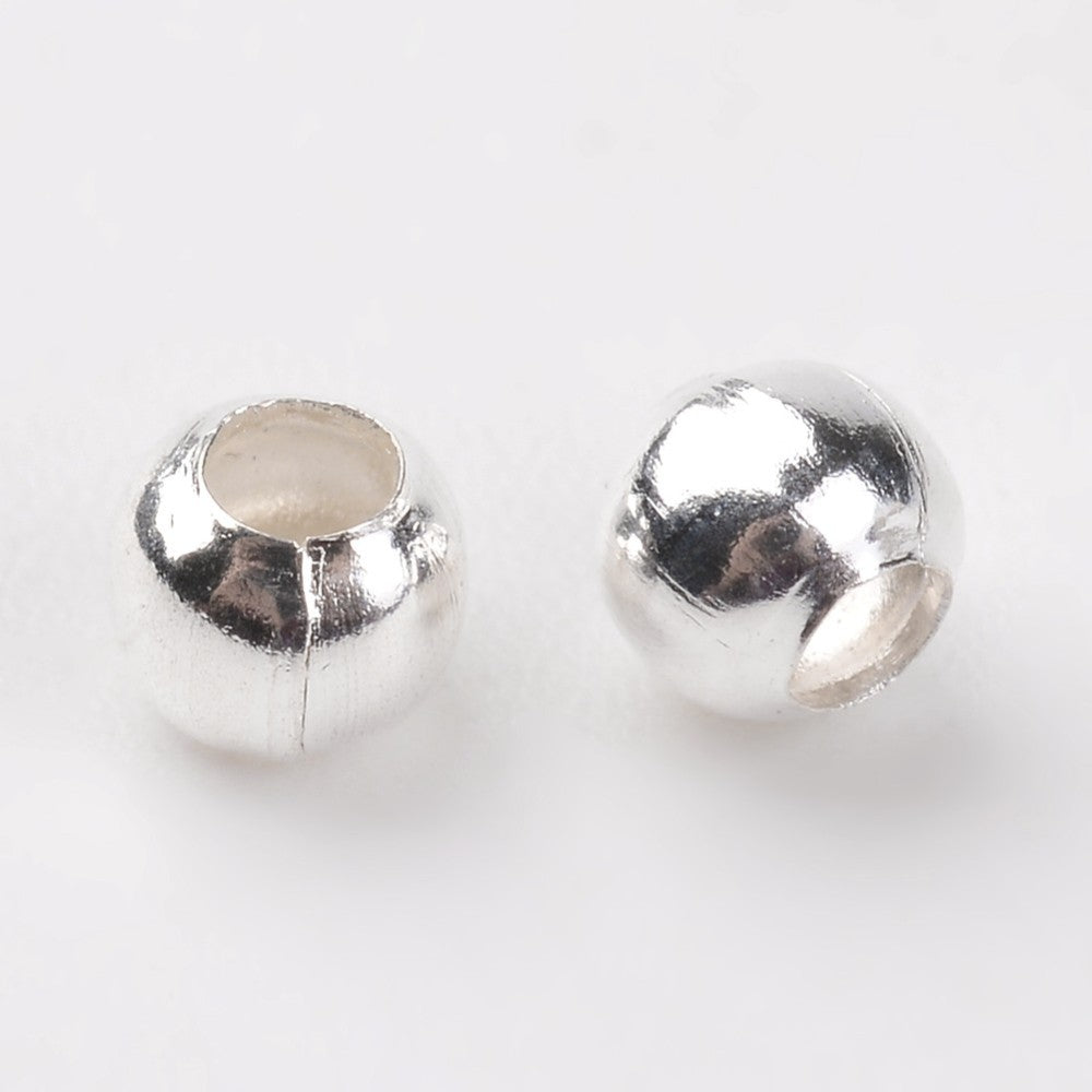 Silver Color Plated Round Spacer Beads – 3mm – 40g | The Pink Bead Shop Canada