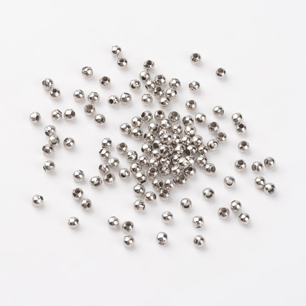 Platinum Colour Round Spacer Beads – 3mm – 40g | The Pink Bead Shop Canada