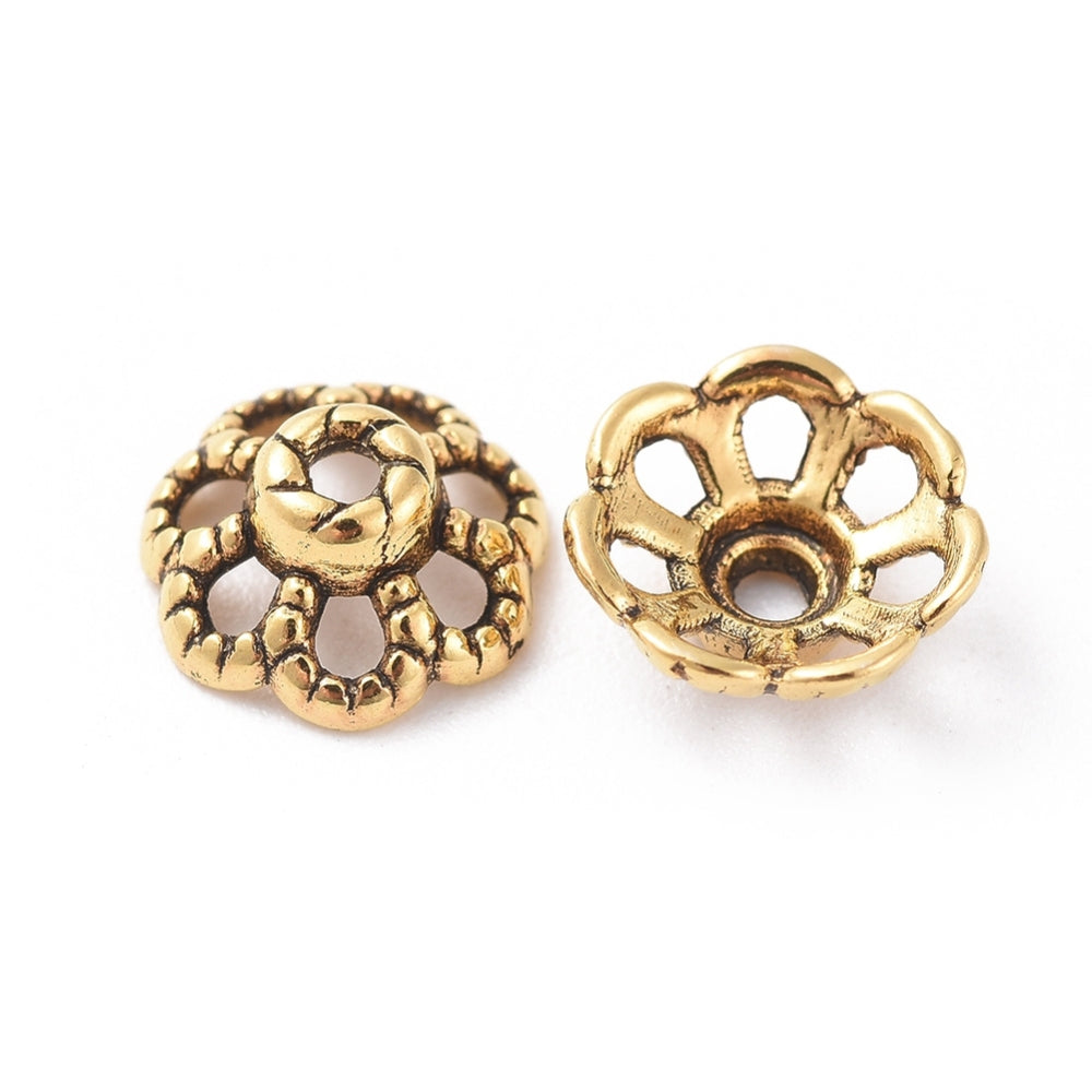 Antique Golden Tibetan Style Bead Caps – 9mm – 200 Pack | The Pink Bead Shop Canada