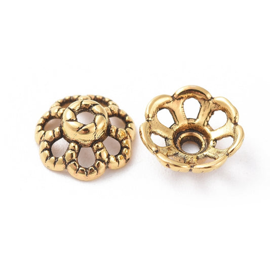 Antique Golden Tibetan Style Bead Caps – 9mm – 200 Pack | The Pink Bead Shop Canada