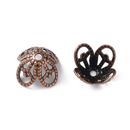 Red Copper Brass Bead Caps – 8.5mm – Pack of 10 | The Pink Bead Shop Canada
