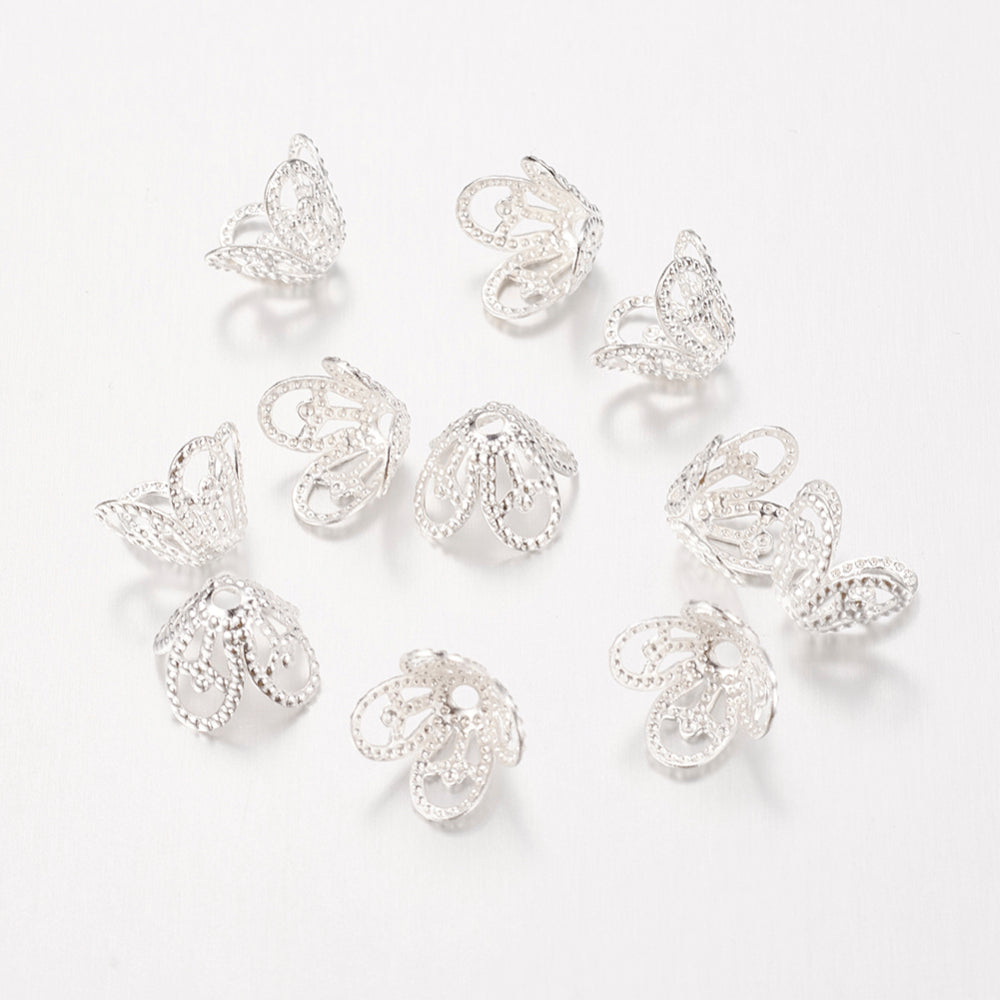 Silver Plated Brass Bead Caps – 8.5mm – Pack of 10 | The Pink Bead Shop Canada