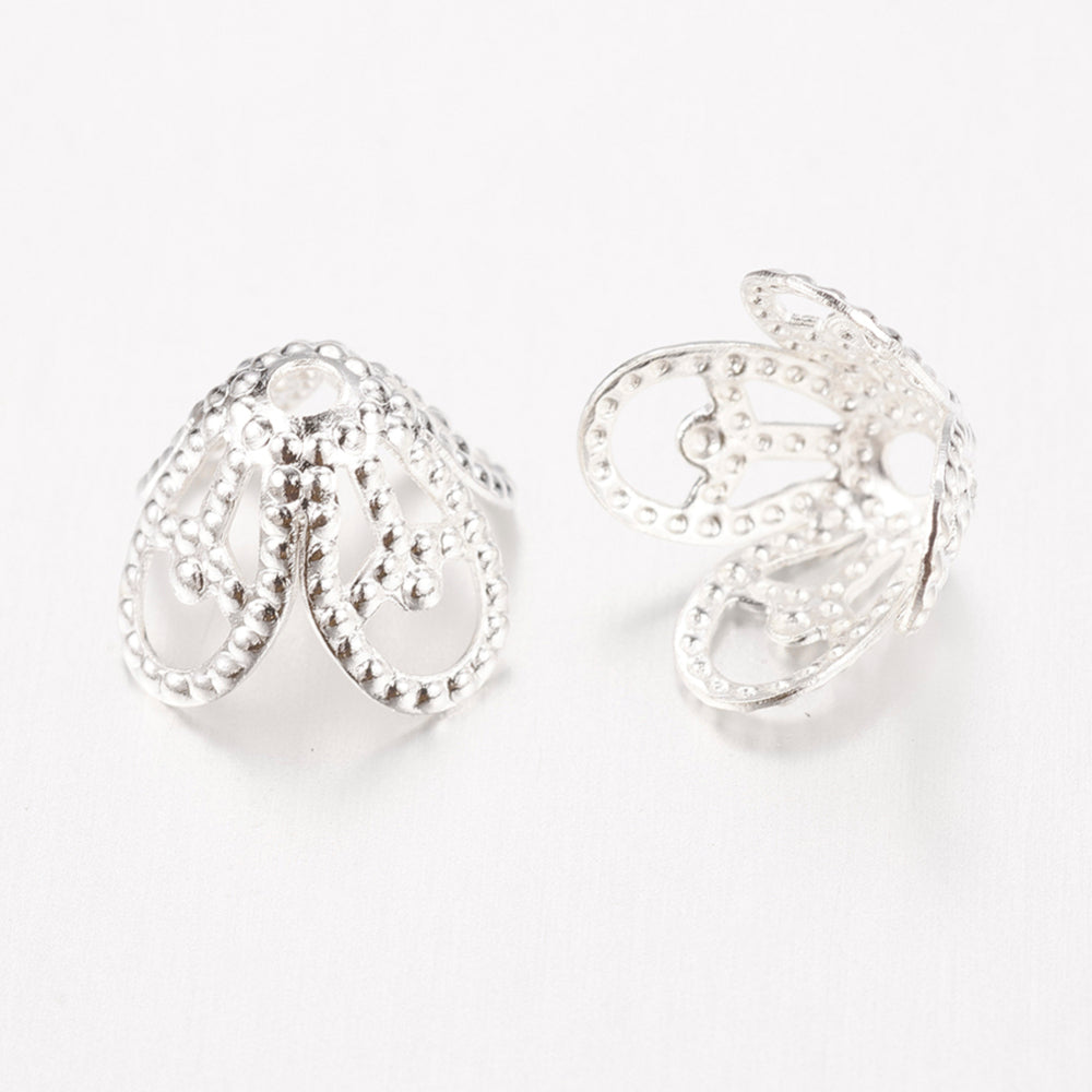 Silver Plated Brass Bead Caps – 8.5mm – Pack of 10 | The Pink Bead Shop Canada
