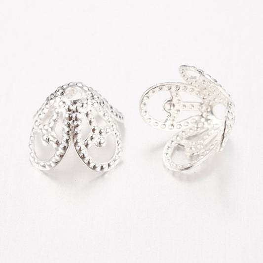 Silver Plated Brass Bead Caps – 8.5mm – Pack of 10 | The Pink Bead Shop Canada
