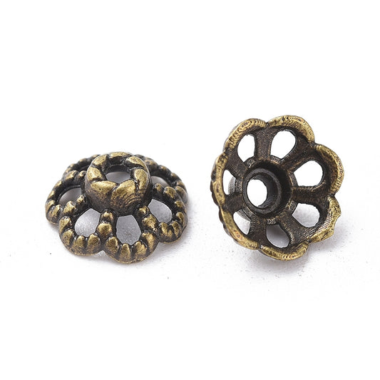 Antique Bronze Tibetan Style Bead Caps – 9mm – 200 Pack | The Pink Bead Shop Canada