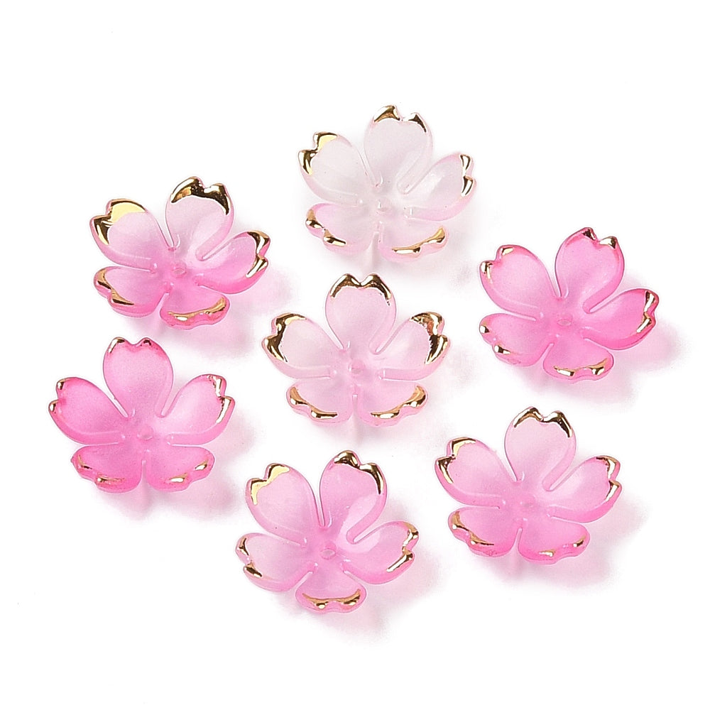 Pink Camellia Acrylic Flower Bead Caps 17.5x18x5mm | Bulk | The Pink Bead Shop Canada