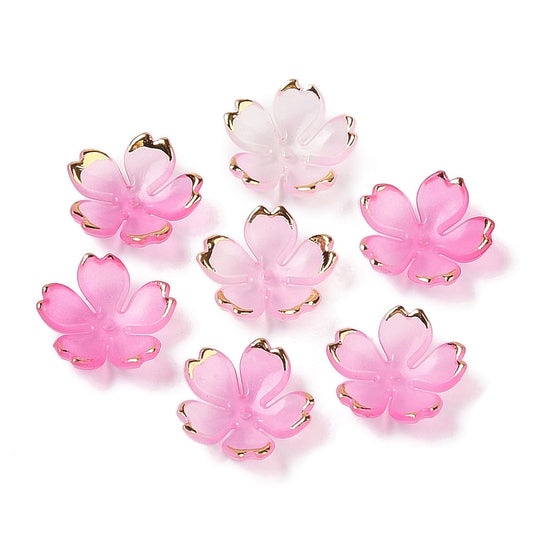 Pink Camellia Acrylic Flower Bead Caps 17.5x18x5mm | Bulk | The Pink Bead Shop Canada