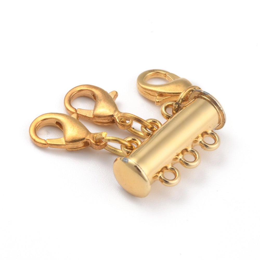 3-Strand Magnetic Slide Lock Necklace Clasp – Gold or Platinum – Sold Individually | The Pink Bead Shop Canada