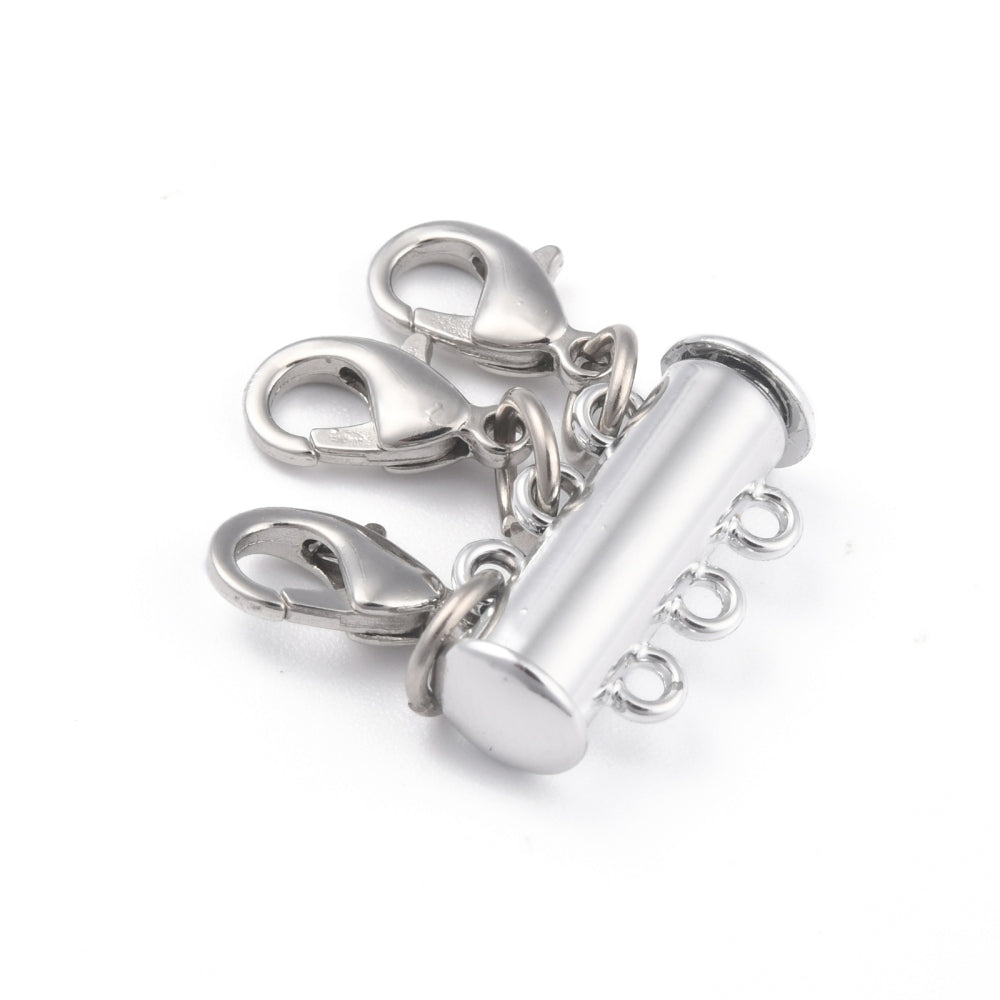 3-Strand Magnetic Slide Lock Necklace Clasp – Gold or Platinum – Sold Individually | The Pink Bead Shop Canada