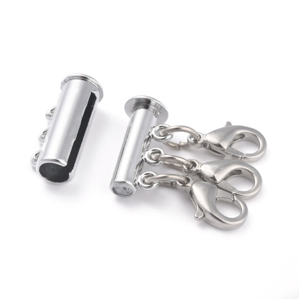 3-Strand Magnetic Slide Lock Necklace Clasp – Gold or Platinum – Sold Individually | The Pink Bead Shop Canada