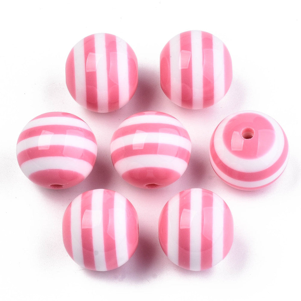 Pink Striped Resin Beads 20x18mm | Sold Individually | Bulk Beads | The Pink Bead Shop Canada