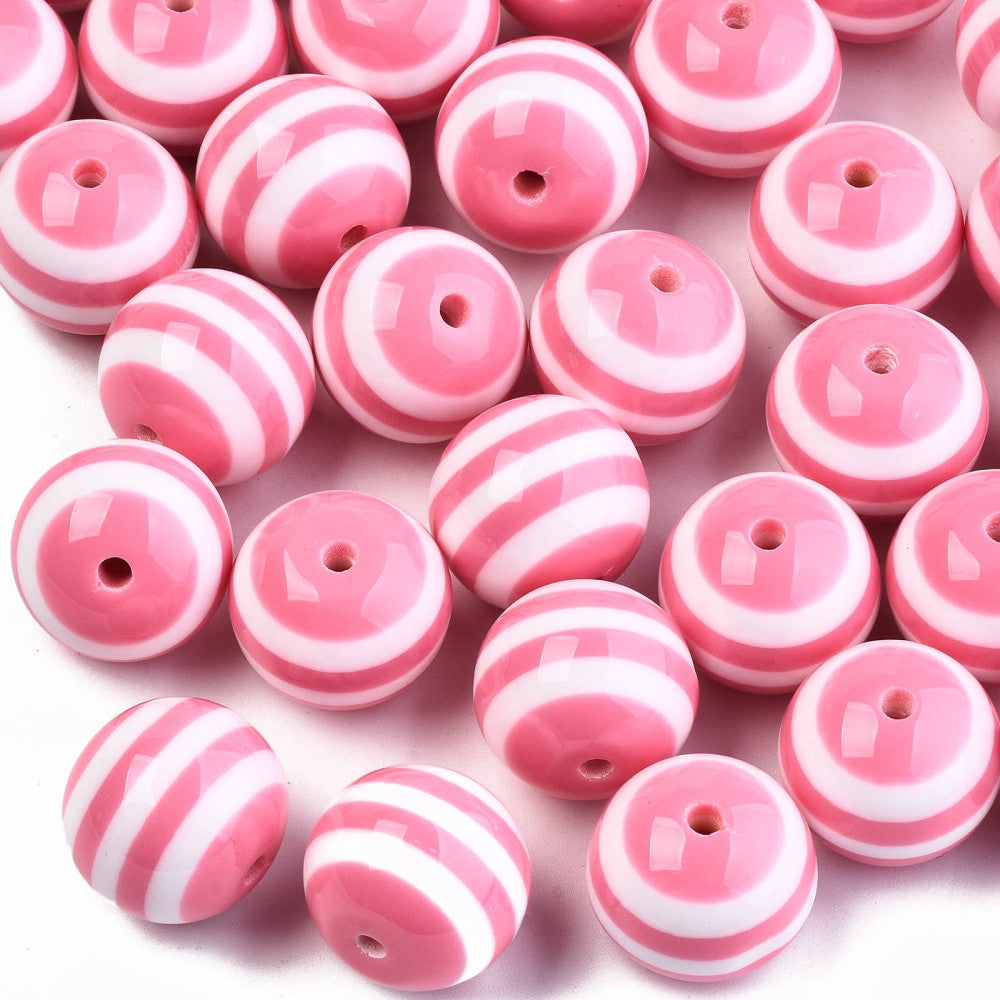 Pink Striped Resin Beads 20x18mm | Sold Individually | Bulk Beads | The Pink Bead Shop Canada