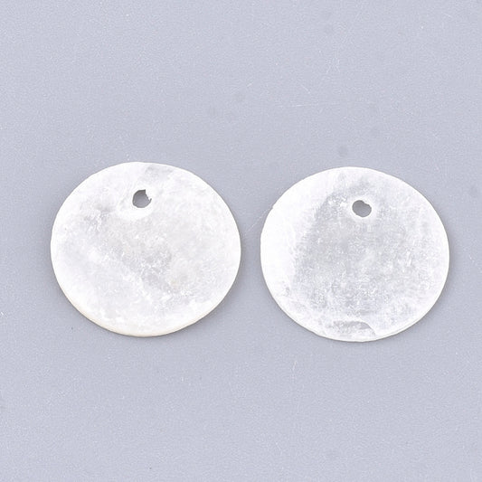 Capiz Shell Pendants – WhiteSmoke, Flat Round 15×0.5–1.5mm, 1.2–1.4mm Hole 10pk The Pink Bead Shop