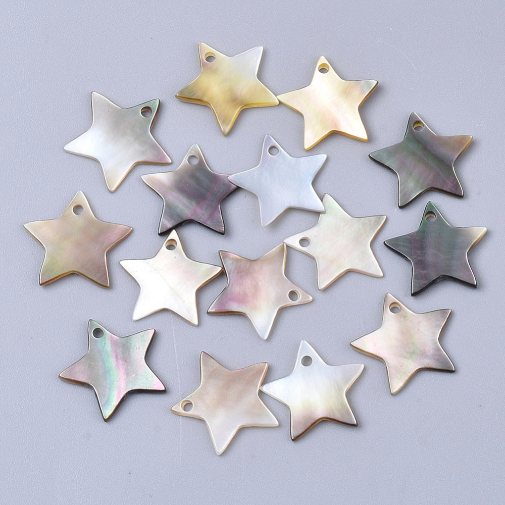 Black Lip Shell Star Charms 13–14mm – Natural Shell Pendants 2 Pack | The Pink Bead Shop Canada