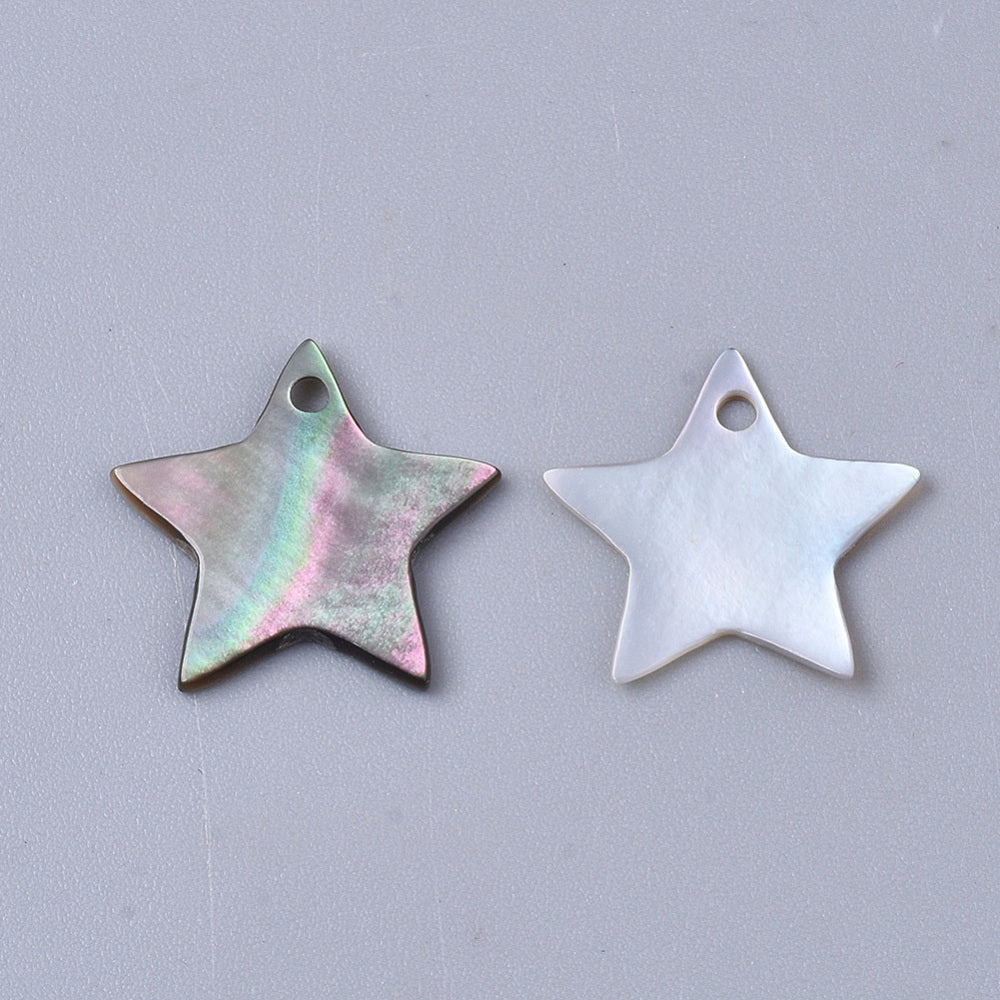 Black Lip Shell Star Charms 13–14mm – Natural Shell Pendants 2 Pack | The Pink Bead Shop Canada