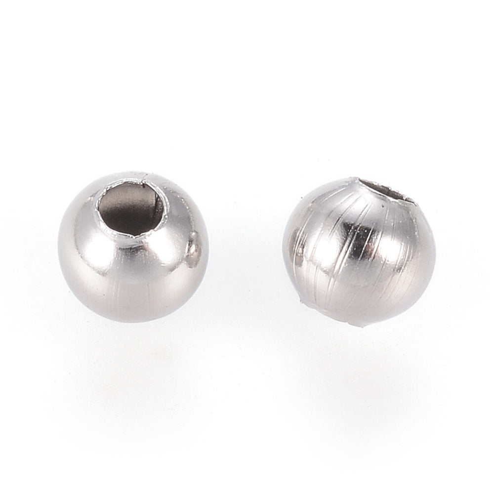 304 Stainless Steel Round Beads – 4mm – 100 Pieces | The Pink Bead Shop Canada