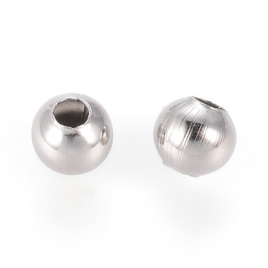 304 Stainless Steel Round Beads – 4mm – 100 Pieces | The Pink Bead Shop Canada