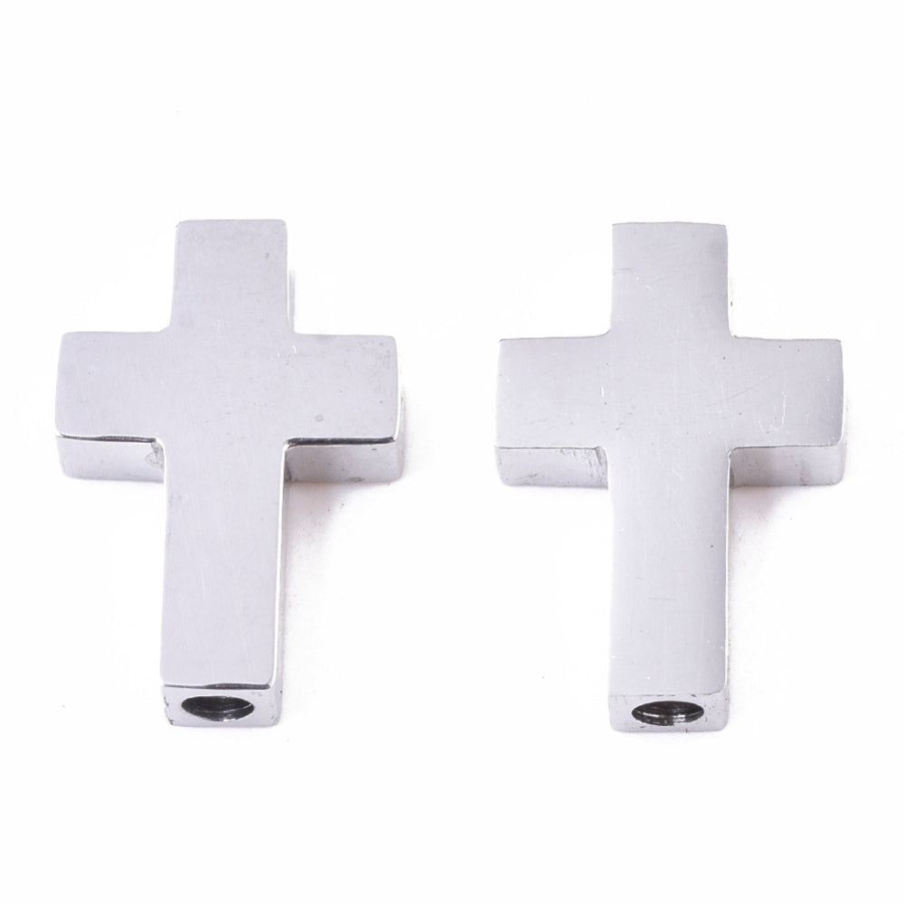 Stainless Steel Cross Beads – 14x10mm Large Hole Spacer Beads | Tarnish Resistant | The Pink Bead Shop Canada