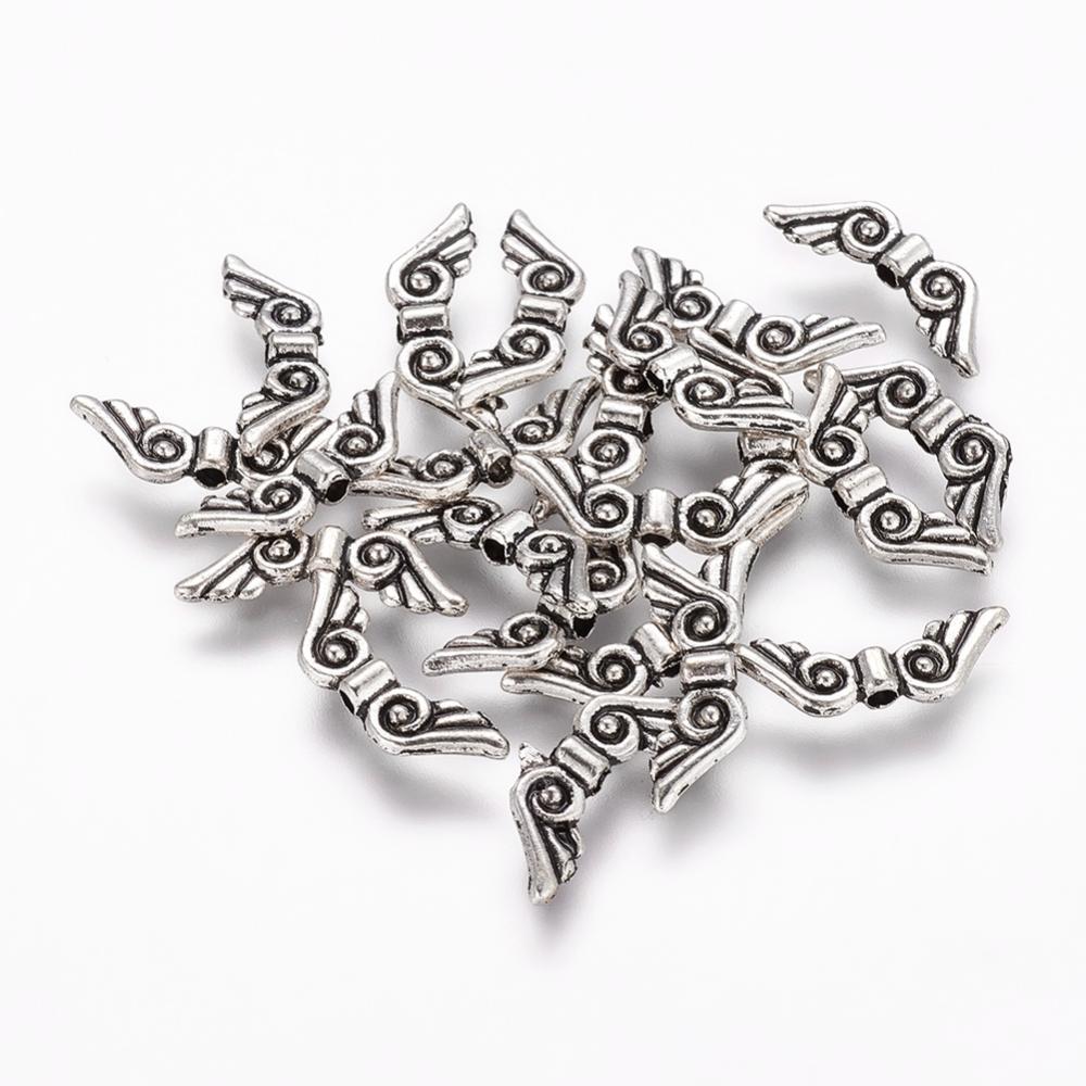 Tibetan Style Angel Wing Beads – Antique Silver 5×15.5mm (Pack of 10) The Pink Bead Shop