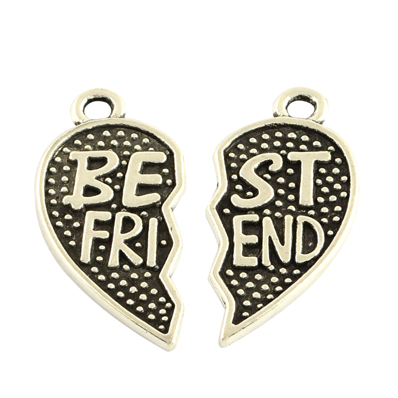Best Friend Split Heart Charm Set | The Pink Bead Shop Canada