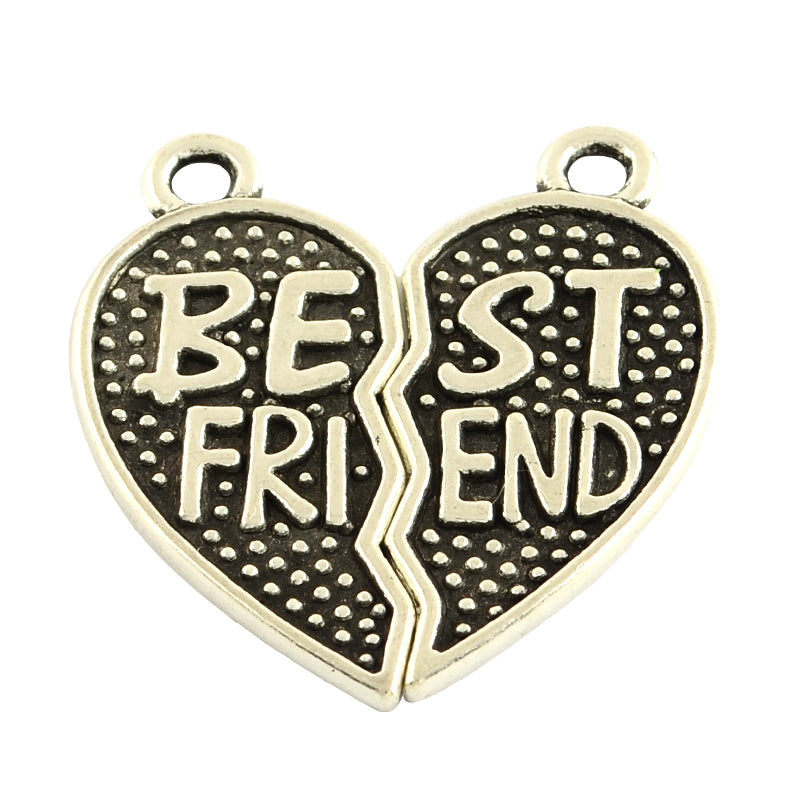 Best Friend Split Heart Charm Set | The Pink Bead Shop Canada