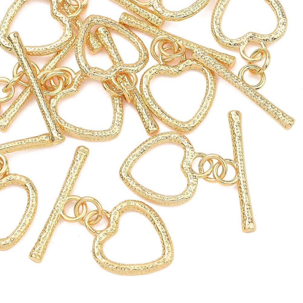 Textured Heart Toggle Clasps | 18K Gold Plated & Platinum Plated | The Pink Bead Shop Canada