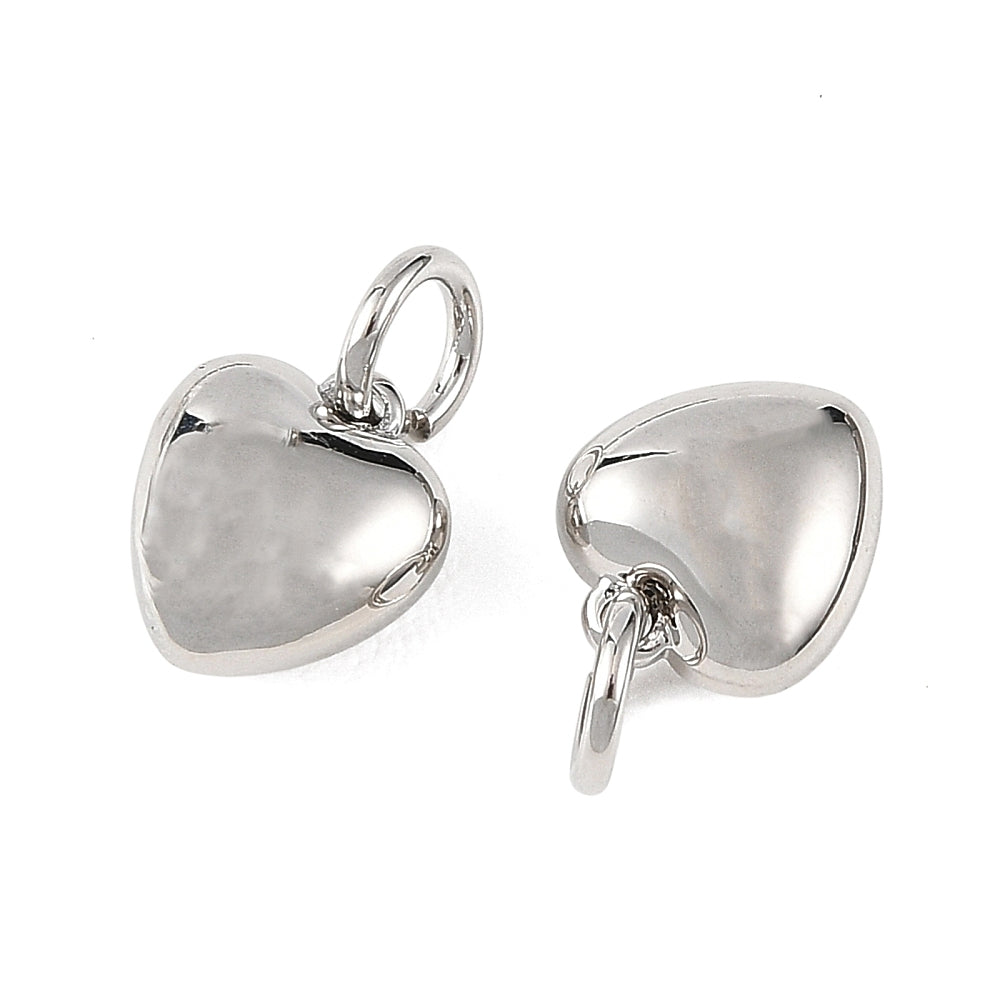 Platinum Plated Puffy Heart Charm 2 Pack | The Pink Bead Shop Canada