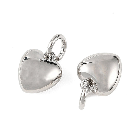 Platinum Plated Puffy Heart Charm 2 Pack | The Pink Bead Shop Canada